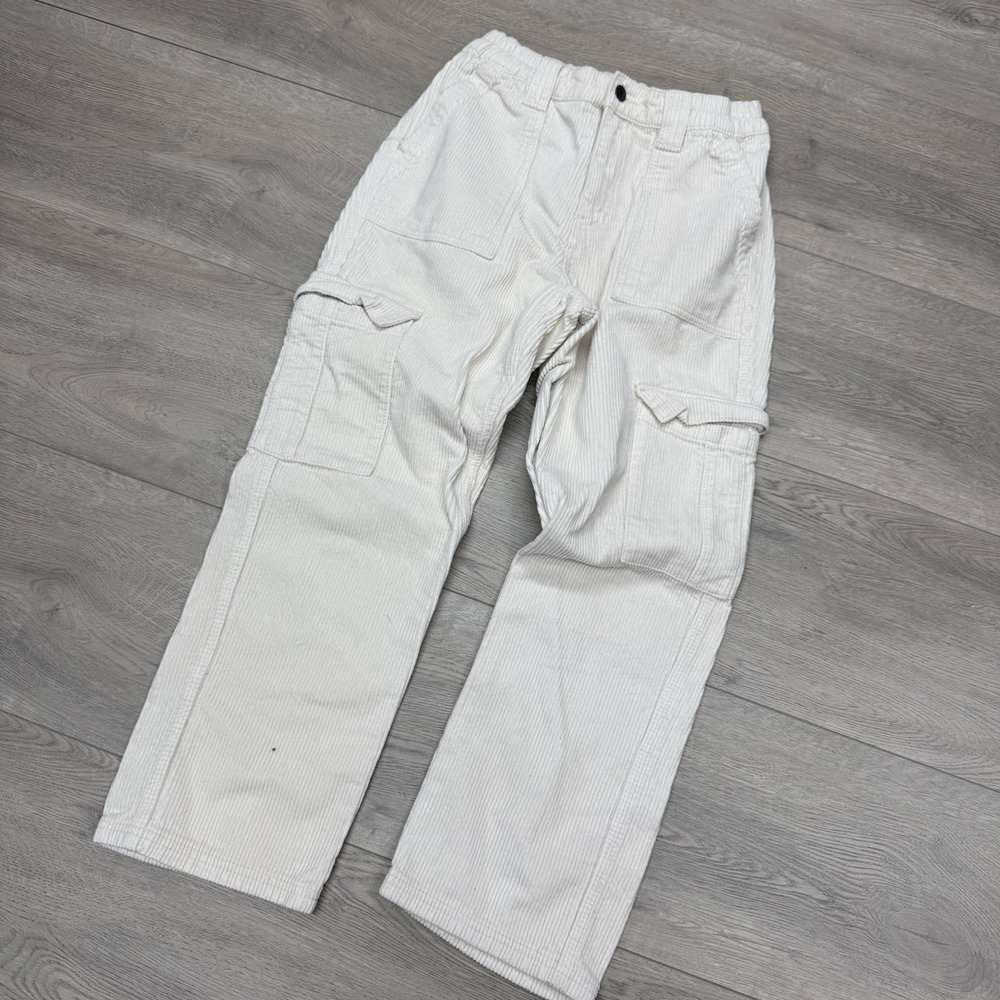 Pacsun‎ Elastic Waist Cargo Corduroy Pants Off White Women's Sz M Baggy Skater